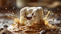 A Joyful Splash: Marshmallowâs Delightful Dance in Hot Chocolate