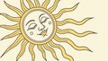 Joyful sun character smiling amidst stylized clouds, perfect for bright designs. vector design Generative AI Royalty Free Stock Photo