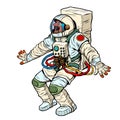 A joyful surprised astronaut, Human positive emotions. Funny pose