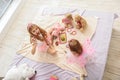 Joyful two princesses playing in bun-fight Royalty Free Stock Photo