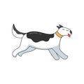 A joyful white dog runs out sticking out his tongue. doodle vector illustration Royalty Free Stock Photo