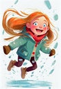 Joyful Winter Adventures: A Little Girl\'s Playful Snow Day