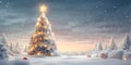 joyful winter celebration with Christmas tree and winter decor creating a festive and cozy atmosphere on the snowy