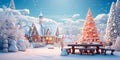 joyful winter celebration with Christmas tree and winter decor creating a festive and cozy atmosphere on the snowy