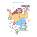 flexible schedule. Flat vector illustration