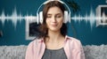 Joyful woman listening to music Royalty Free Stock Photo