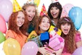 Joyful women with gifts Royalty Free Stock Photo