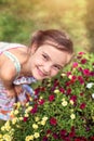 Joyful young girl in the garden