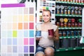 Woman customer in housewares hypermarket.