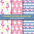 Joyfull summer pattern collection. Flamingo theme, Summer banner