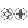 Joystick button with arrows line and glyph icon. Game pad buttons vector illustration isolated on white. Game panel