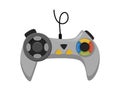 Joystick. Cartoon video game console. Entertainment play technology. Gamepad vector icon. Game-play console isolated on
