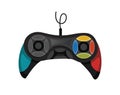 Joystick. Cartoon video game console. Entertainment play technology. Gamepad vector icon. Game-play console isolated on