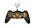 Joystick. Cartoon video game console. Entertainment play technology. Gamepad vector icon. Game-play console isolated on