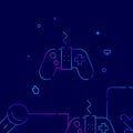 Joystick, game controller gradient line icon, vector illustration