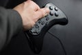 joystick in hand on a black background Royalty Free Stock Photo