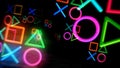 Joystick icons esport video game neon light 3d illustration