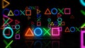 Joystick icons esport video game neon light 3d illustration