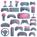 Joystick icons set, cartoon style