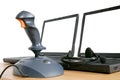 Joystick with laptops Royalty Free Stock Photo