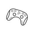 A joystick for playing a game console on a computer or TV. Gamepad with doodle style buttons. The outline of the icon Royalty Free Stock Photo