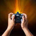 Joystick remote control in hand Royalty Free Stock Photo