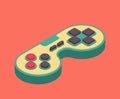 Joystick retro Isometry isolated. Gamepad Game console 8 bit.