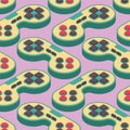 Joystick retro seamless pattern. Gampad Game console 8 bit texture. Retro video game control background