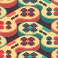 Joystick retro seamless pattern. Gampad Game console 8 bit