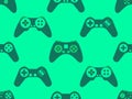 Joystick seamless pattern. Game controller for video games. Gamepad for retro game console in 80s - 90s style. Design for