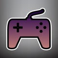 Joystick simple sign. Vector. Violet gradient icon with black an