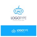 Joystick, Wireless, Xbox, Gamepad Blue Logo Line Style
