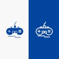 Joystick, Wireless, Xbox, Gamepad Line and Glyph Solid icon Blue banner