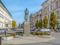 Jozef Pilsudski Monument at Tokarzewski-Karaszewicz Street in Warsaw. Tall, bronze and granite Royalty Free Stock Photo