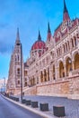 The view of Parliament building from Jozsef Antall embankment, Budapest, Hungary Royalty Free Stock Photo