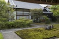 Japanese courtyard garden and residential building Royalty Free Stock Photo