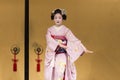 dancing geisha in pink kimono in Kyoto 1 Royalty Free Stock Photo