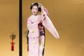 dancing geisha in pink kimono in Kyoto 3 Royalty Free Stock Photo