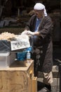 Street sales at the tsukiji fish market in tokyo japan Royalty Free Stock Photo