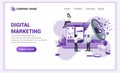 Modern Flat design concept of Digital Marketing with giant megaphone and characters. Can use for web banner, content strategy, inf Royalty Free Stock Photo