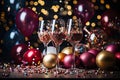 this jpeg image christmas party glasses and balls Royalty Free Stock Photo