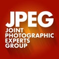 JPEG - Joint Photographic Experts Group acronym, concept background