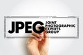 JPEG Joint Photographic Experts Group is an group of experts that develops and maintains standards for a suite of compression