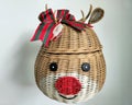 Woven rattan hamper shaped like a deer head Royalty Free Stock Photo
