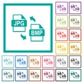 JPG BMP file conversion flat color icons with quadrant frames