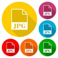 JPG file icons set with long shadow Royalty Free Stock Photo