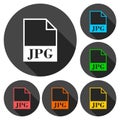 JPG file icons set with long shadow Royalty Free Stock Photo