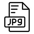 Jpg icon outline style design image file. image extension format file type icon. vector illustration Royalty Free Stock Photo