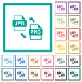 JPG PNG file conversion flat color icons with quadrant frames