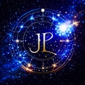 JPL. Japanese zodiac sign on the background of the starry sky. AI Generated